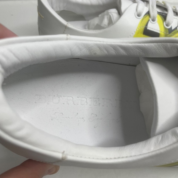 Burberry White Yellow Graffiti Logo Sneakers Italy Size 43 ITLE0SH074CAS - Picture 11 of 13